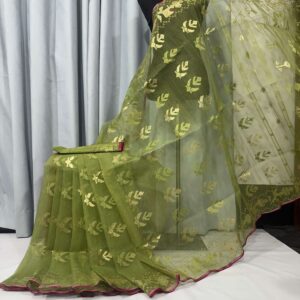 Golden jamdani saree
