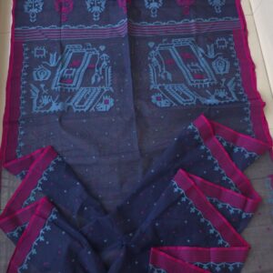 Cotton Blue Jamdani Saree